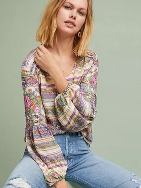 Anthropologie Maeve Ceresco Peasant Top